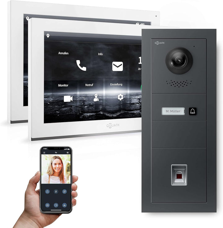 Goliath Hybrid | IP | Full-HD Video Türsprechanlage | App | 1-Fam | 2 x Full-Touchscreen 10" | Alumi