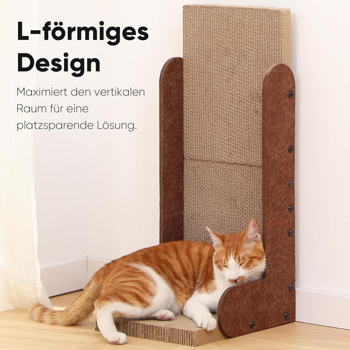 FUKUMARU Kratzbrett Katzen, 68 cm hohe L förmige Kratzpappe für Katzen, widerstandsfähig Katzenkratz