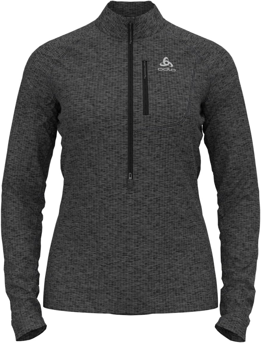 Odlo Damen Tencia_542551 Mid Layer mit Reissverschluss (1er Pack) XS Dark Grey Melange, XS Dark Grey