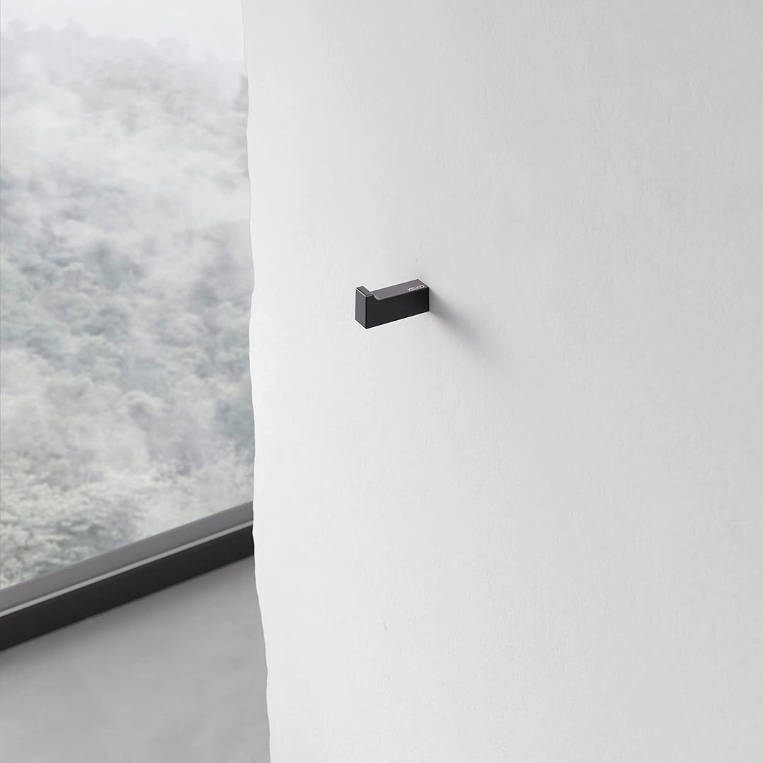 Keuco Handtuchhaken aus Metall, schwarz-matt, rund, für Badezimmer und Gäste-WC, Wandhaken für Handt