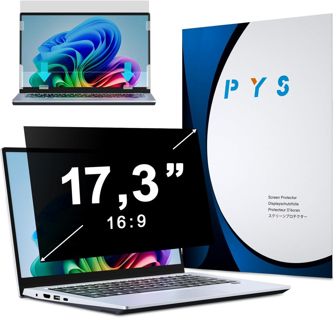 PYS Laptop Blickschutzfolie 17,3 Zoll Anti Spy Blaulicht Blendfrei Sichtschutz Folie 16:9 Abnehmbare