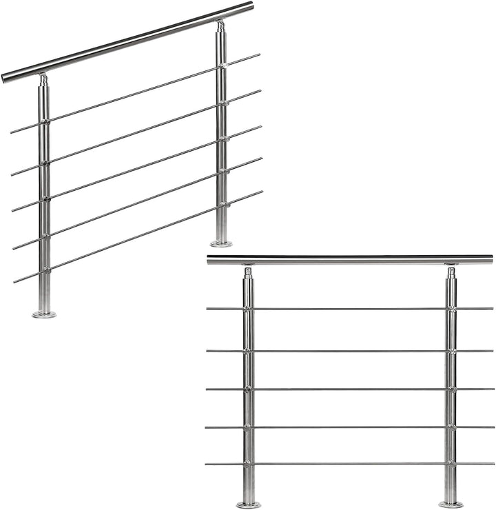 CAVATINY Edelstahl Handlauf Geländer für Treppen Brüstung Balkon mit 5 Querstreben - Innen und Ausse
