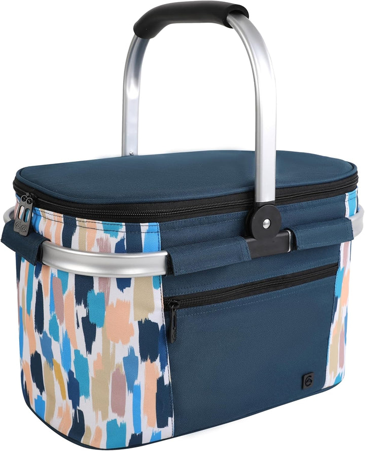 ALLCAMP 22L Einkaufskörbe Gross Isolierkorb Kühlkorb Kühltasche Picknickkorb Thermotasche Kühltasche