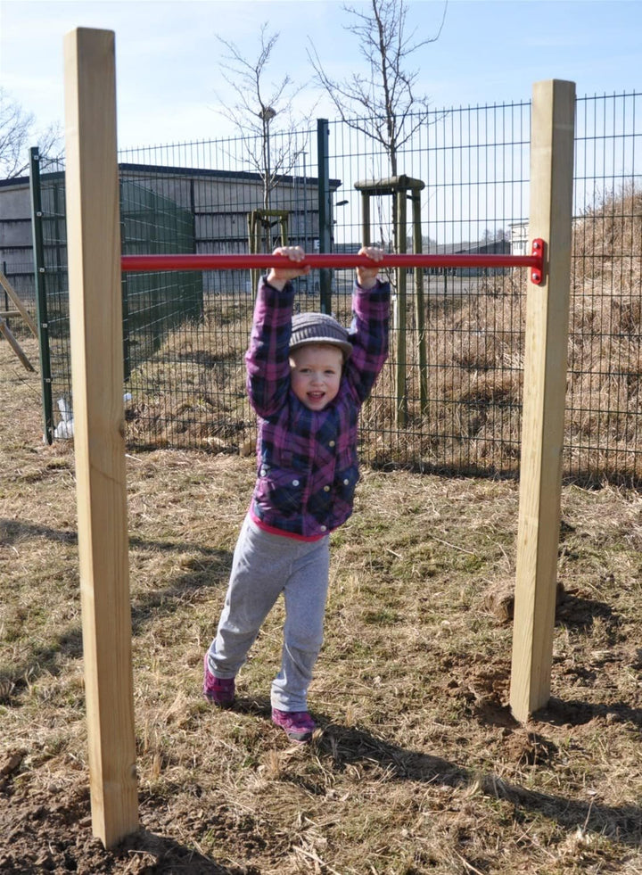 Loggyland Reckanlage, Turnreck, Reck, Metallreck, Kinderreckanlage (Kreuzpfosten-90cm, rot) Kreuzpfo