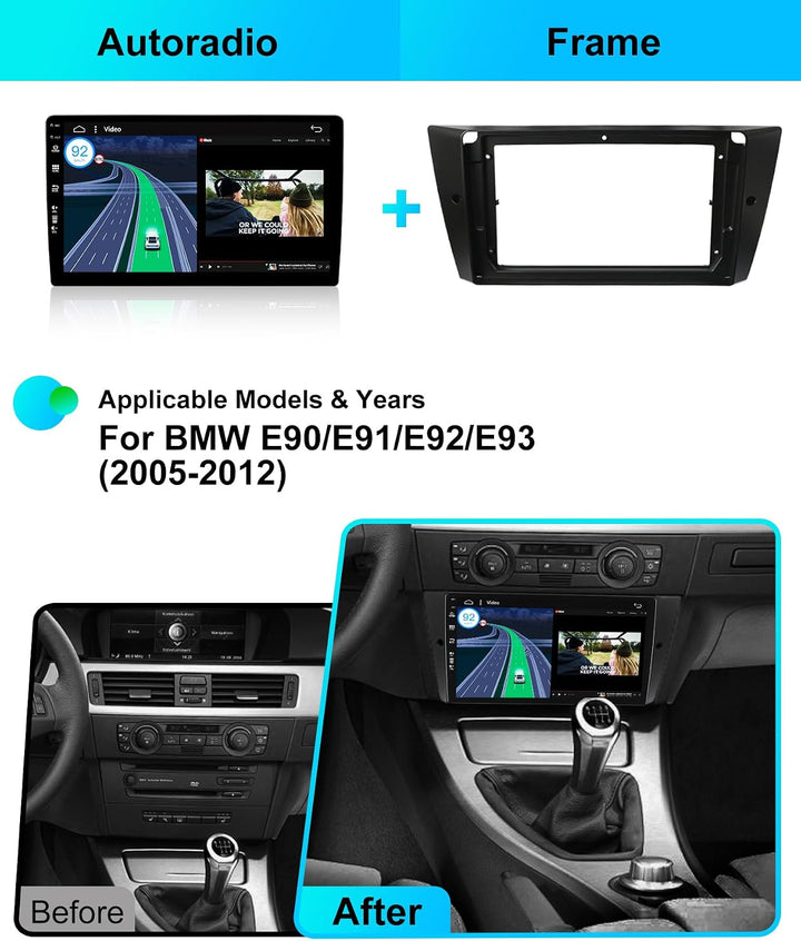 6G+128G - Android 15 Autoradio Passt für BMW E90/E91/E92/E93 (2005-2012) - Kabellos Carplay/Android