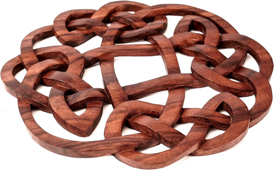 Windalf Celtic Wand Deko Flory Ø 24 cm Keltischer Knoten Handarbeit aus Holz