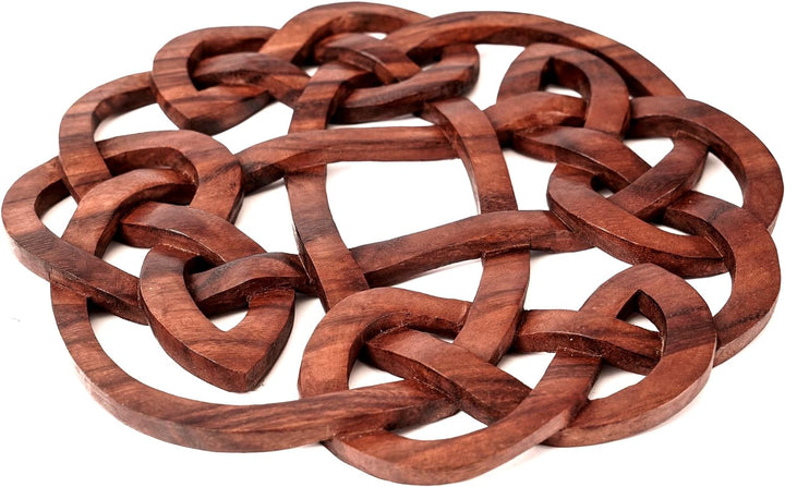 Windalf Celtic Wand Deko Flory Ø 24 cm Keltischer Knoten Handarbeit aus Holz