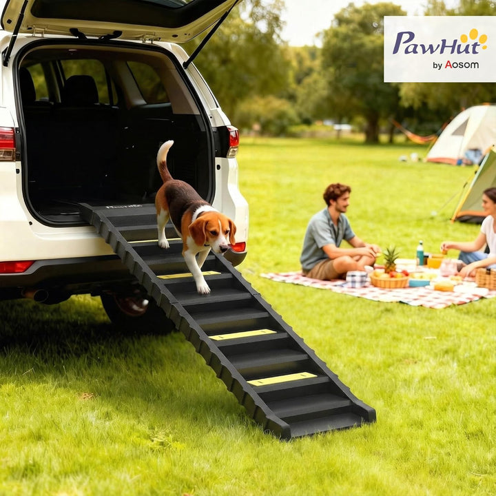 PawHut Hunderampe klappbar Hundetreppe Auto & SUV rutschfest Einstiegshilfe für Kofferraum, 154x40cm