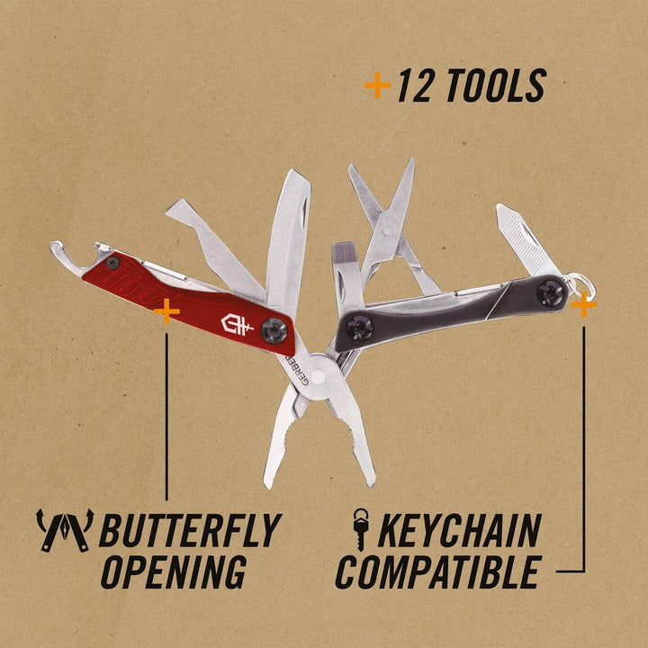 Gerber Multifunktionswerkzeug mit 12 Funktionen, Dime Pocket Multi-tool, Rot, 31-003622 Rot (EU), Ro