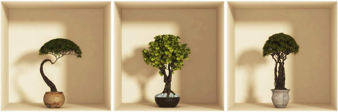 Sticker 3D Effekt | Wandaufkleber japanischer Bonsai - Tapete Dekoration optische Täuschung Raum und