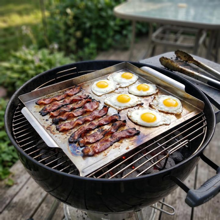Grillplatte für Kohlegrill aus 1 mm rostfreiem Edelstahl - 39,4x29,1 cm, 1 kg - Universelle Plancha