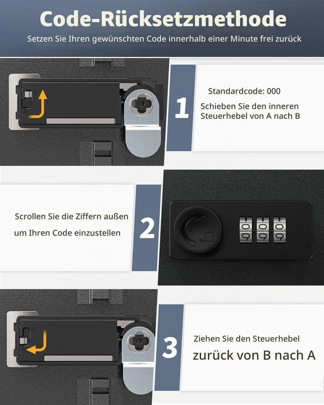 Uniclife Schlüsselkasten aus Stahl mit 100 Schlüsseln, mit Zahlenschloss,Schlüssel-Organizer mit zur