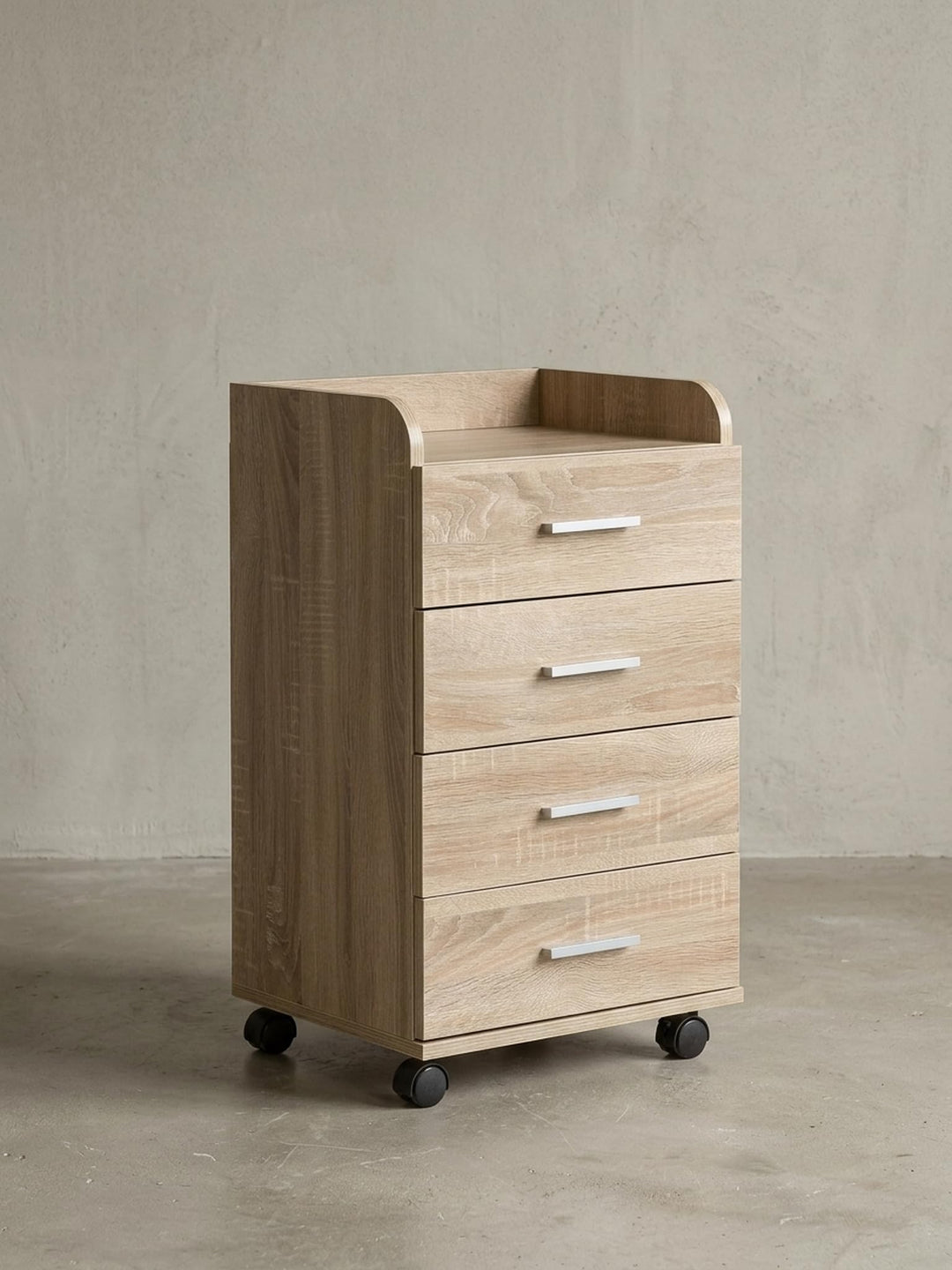 KADIMA DESIGN Rollcontainer WL5.749 40x70,5x33cm Sonoma | Schreibtisch-Container Rollschrank 4 Schub