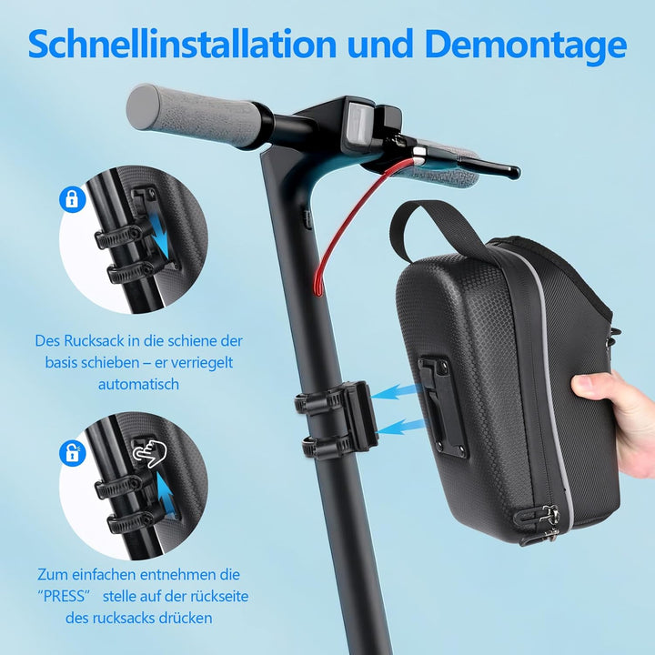 E Scooter Tasche, 2L Grosse Kapazität E Roller Tasche mit Wasserflaschenhalter, Lenkertasche Escoote