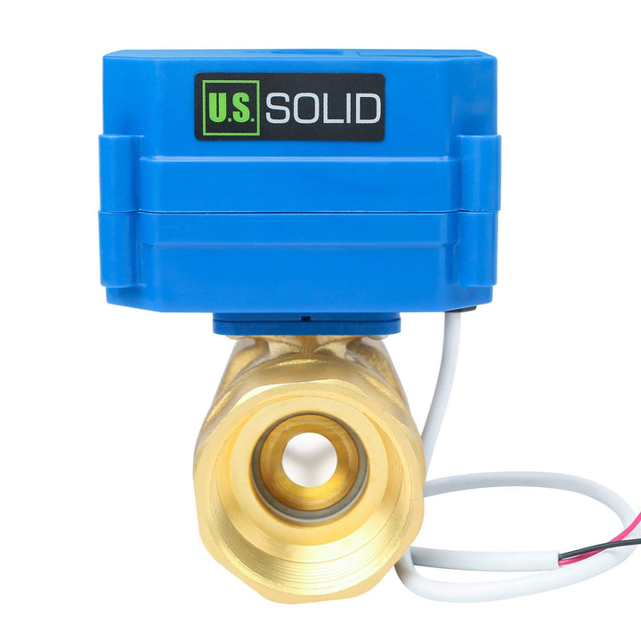 U.S. Solid 1 1/4" Motorkugelhahn Messing 2 Wege Elektrischer Kugelhahn 9–24 V DC, DN32, 2 Drähte, Au