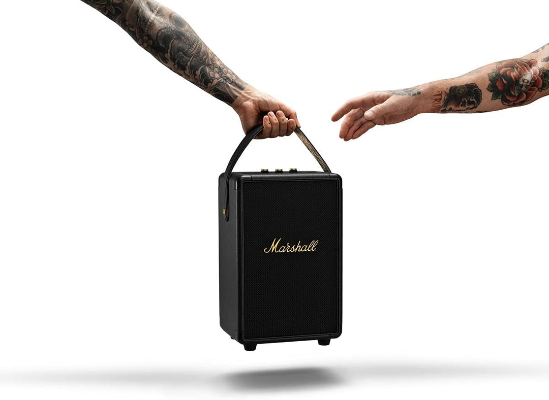 Marshall Tufton Outdoor Tragbarer Bluetooth Partylautsprecher, IPX2 wasserbeständig – Schwarz und Me