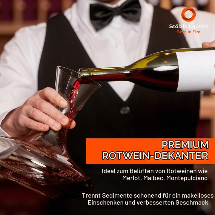 Stölzle Lausitz Dekanter Classic Mundgeblasen/Eleganter Rotwein Dekanter aus Kristallglas/Wein Dekan