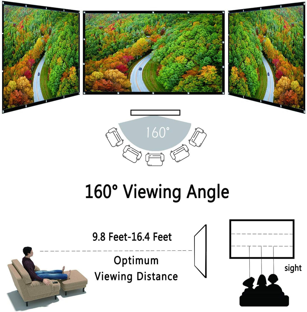OWill Beamerleinwand 16:9 HD faltbar für Heimkino Indoor Outdoor (100 Zoll) 100 inch, 100 inch