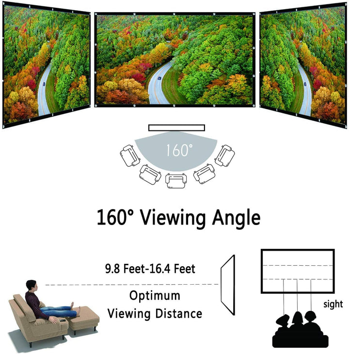OWill Beamerleinwand 16:9 HD faltbar für Heimkino Indoor Outdoor (100 Zoll) 100 inch, 100 inch