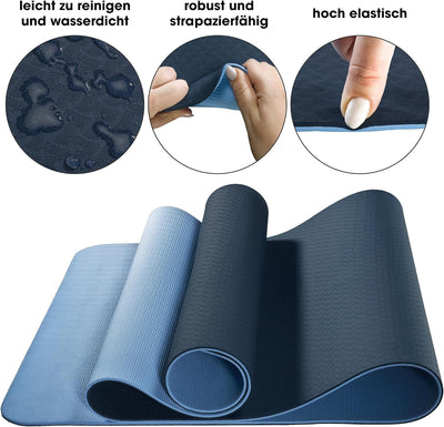 CelinaSun Fitnessmatte 183 x 61 cm Yoga Matte TPE Sportmatte rutschfest Gymnastikmatte Pilates Fitne