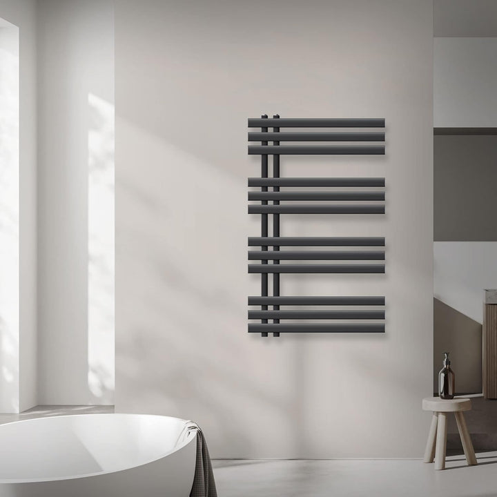ECD Germany Iron EM Design Badheizkörper Elektrisch mit Heizstab 300 W - 600 x 1000 mm - Anthrazit -