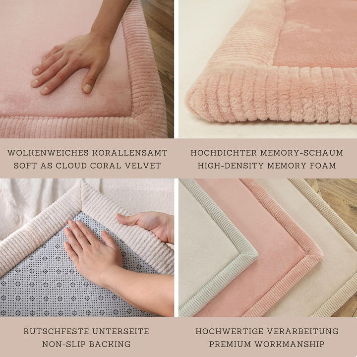 Wolkenweiche Spielmatte Baby 200x150x2,5cm, Rosa – Kinderzimmer Teppich mit hochwertigem Memory-Scha