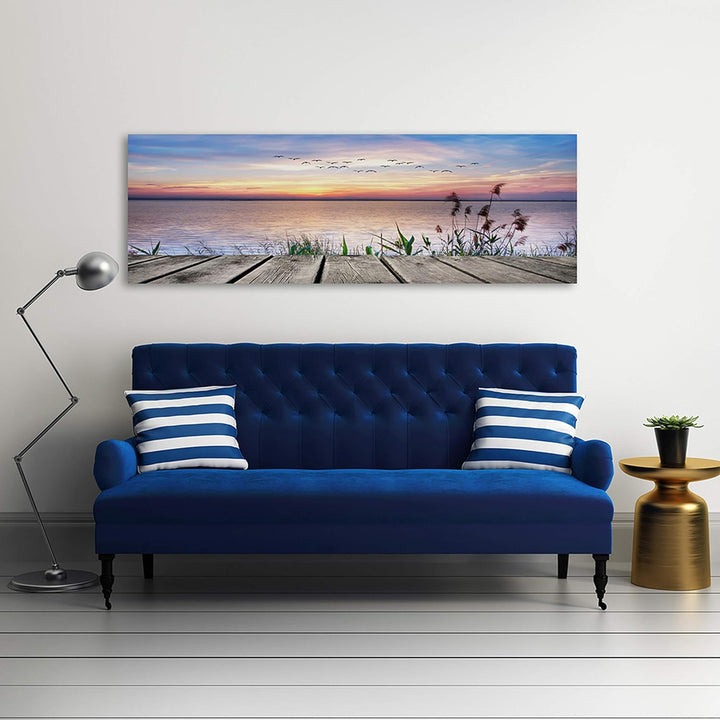 Feeby Bilder Steg Vögel 90x30 cm Wohnzimmer Schlafzimmer Büro Flur Küche Wandbilder Modern Bild auf