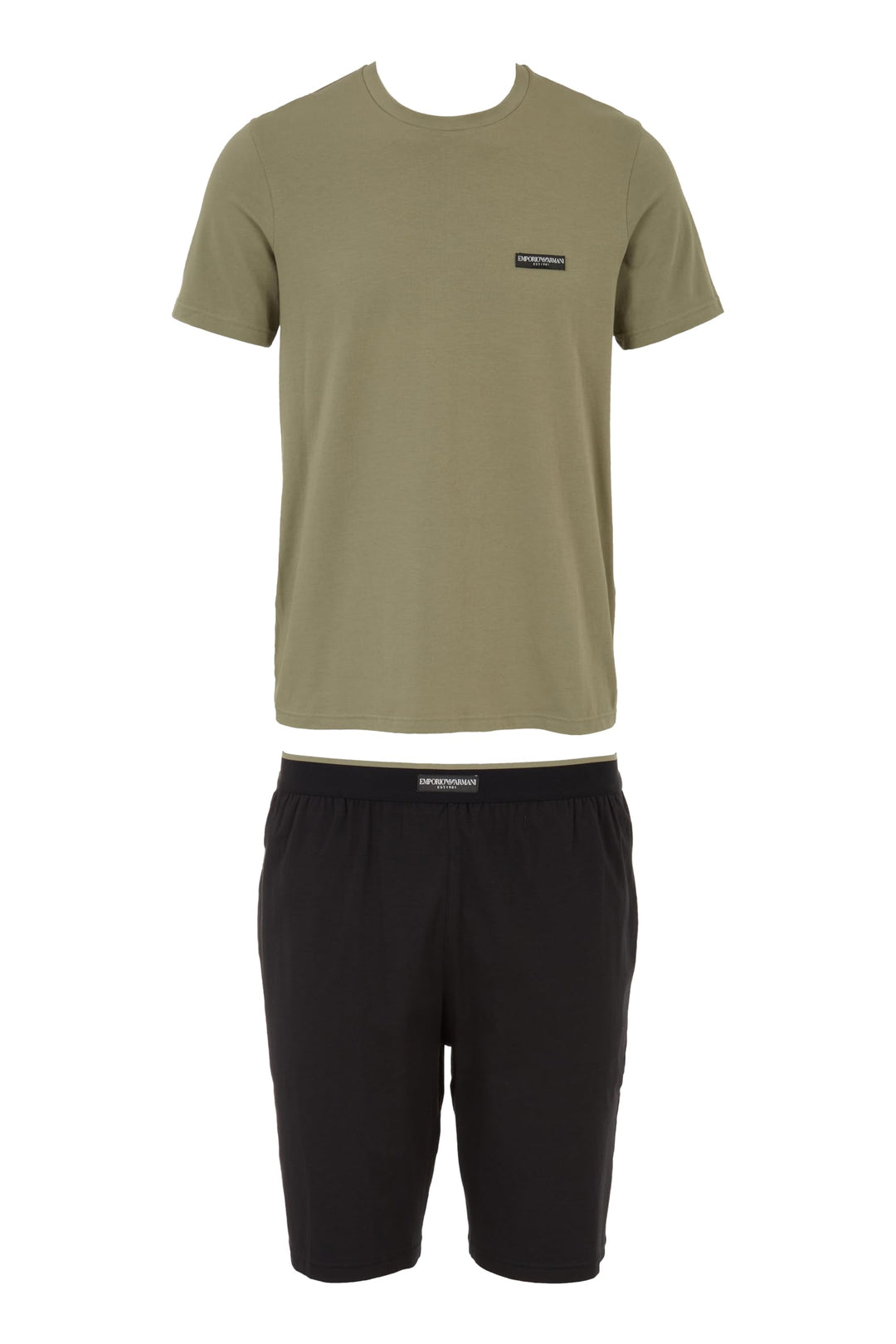 Emporio Armani Herren Short Pajamas Pyjamaset S Schwarz/Vetiver, S Schwarz/Vetiver