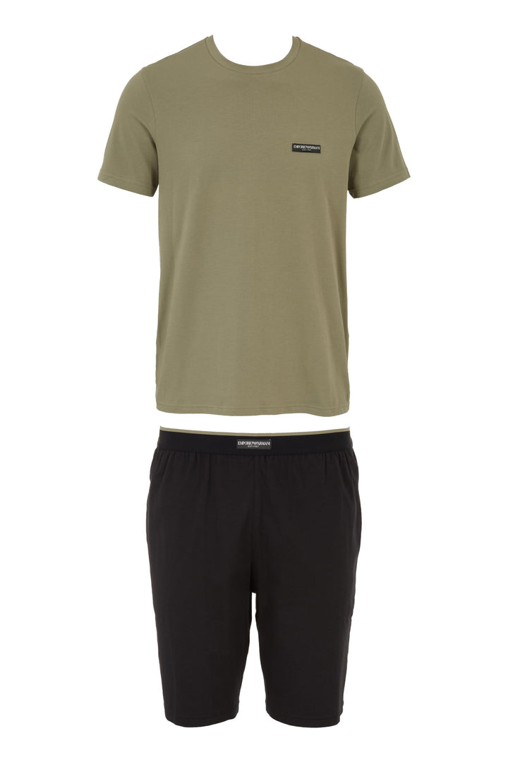 Emporio Armani Herren Short Pajamas Pyjamaset S Schwarz/Vetiver, S Schwarz/Vetiver