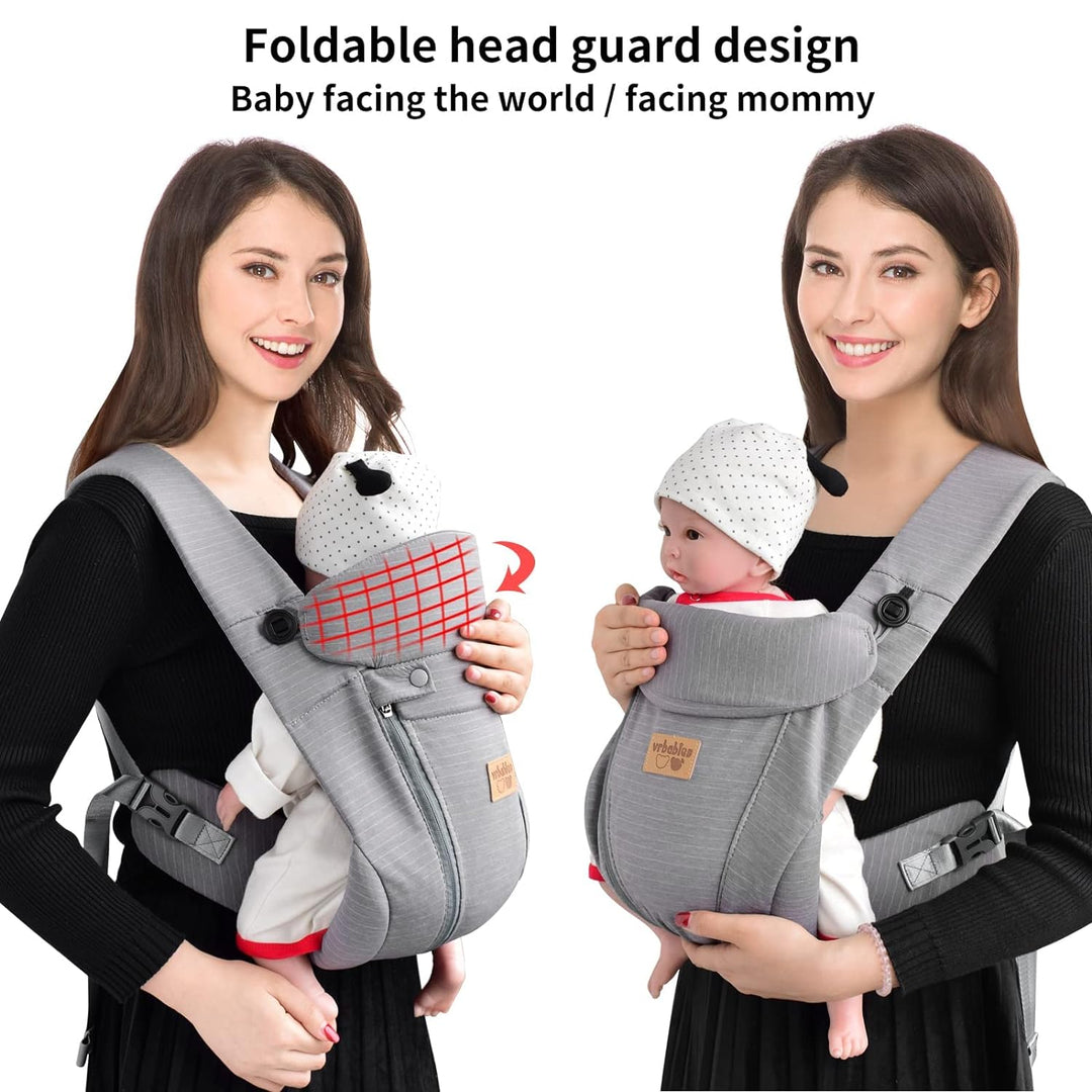 vrbabies Babytrage für Neugeborene ab Geburt Extra Weich, Bauchtrage Baby-Tragetasche Ergonomisch(Du