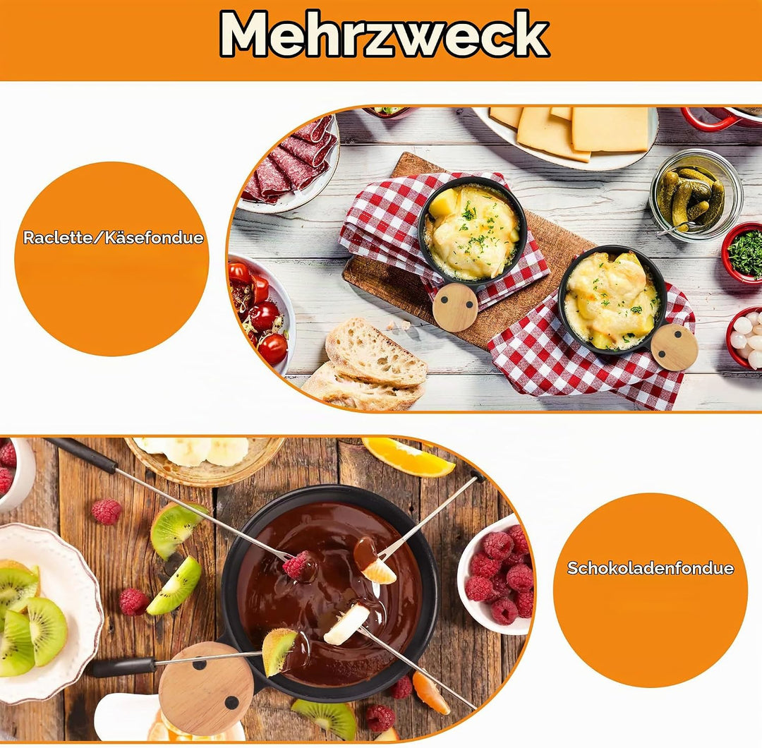 ipow 4er Set Mini Raclette Grill, Racletteofen Set antihaftbeschicht Kerzenraclette für Teelichter,