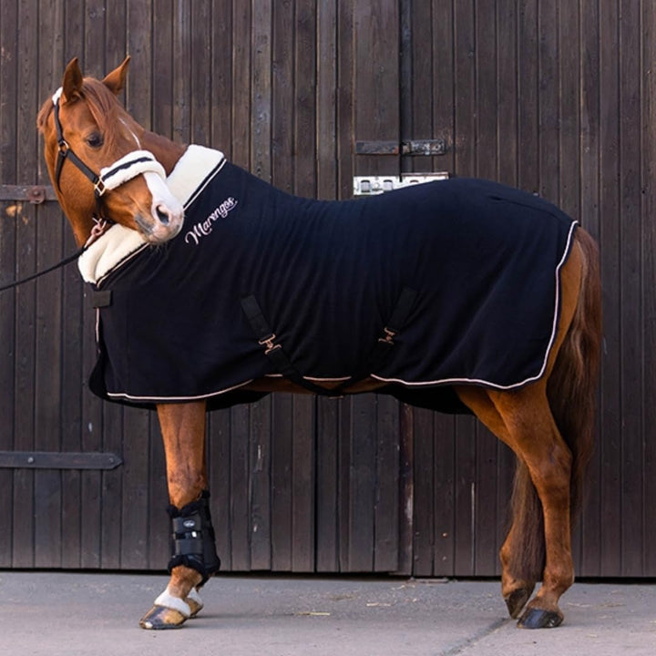 Marengos - Abschwitzdecke Modern Rosé | Fleecedecke mit Kreuzgurten, Frontverschnallung, Schweifkord