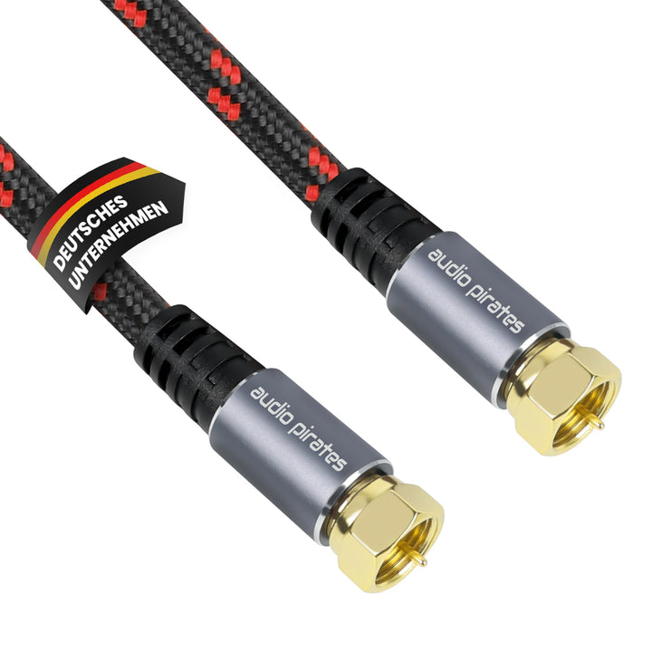 audio pirates RG6 Koaxialkabel – SAT-Kabel mit geraden F-Steckern – Doppelt geschirmtes Koaxialkabel