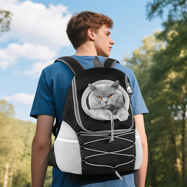 PETCUTE Hundetragerucksack mit Kopf-Out-Design,Atmungsaktive,Verstellbar Rucksack für Kleine Hunde u