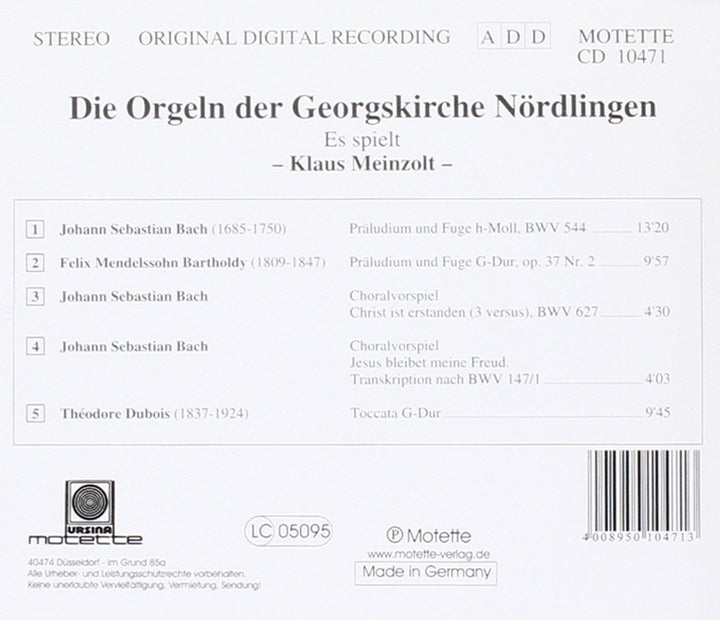 Die Orgeln der Georgskirche Nördlingen, Audio-CD