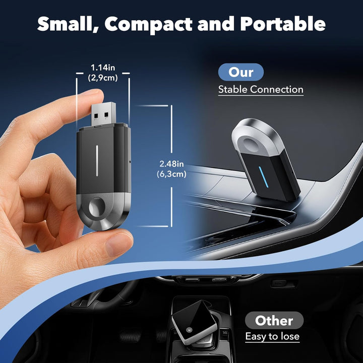 LAMTTO 2-in-1 Wireless CarPlay Adapter, Klein Carplay&Android Auto Wireless Adapter mit USB-C/A, Plu