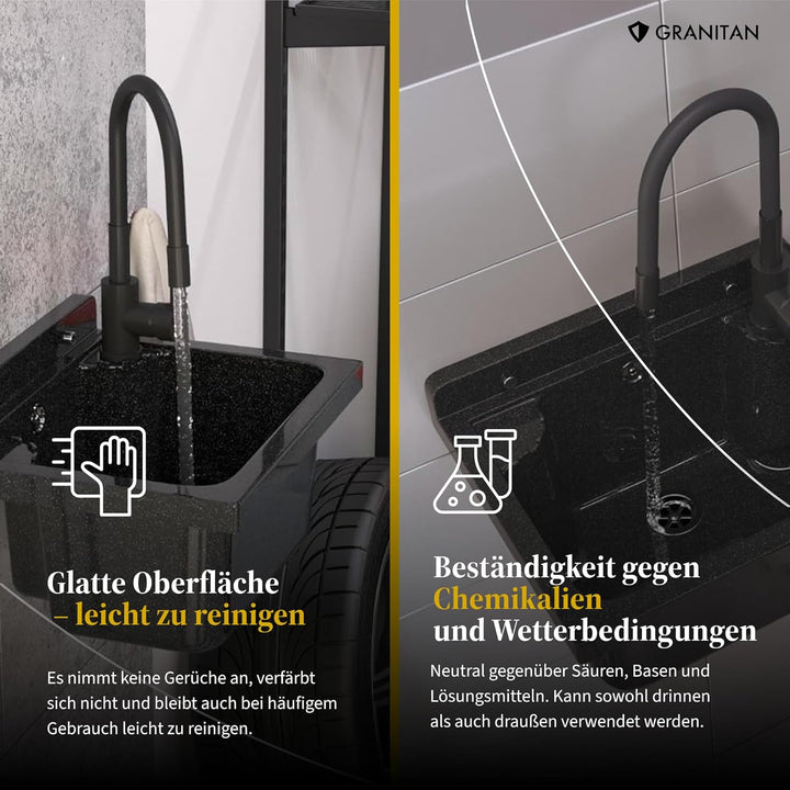 Ausgussbecken mit Mischbatterie und Platz für Seifenspender Garage Keller Werkstatt und Waschküche -