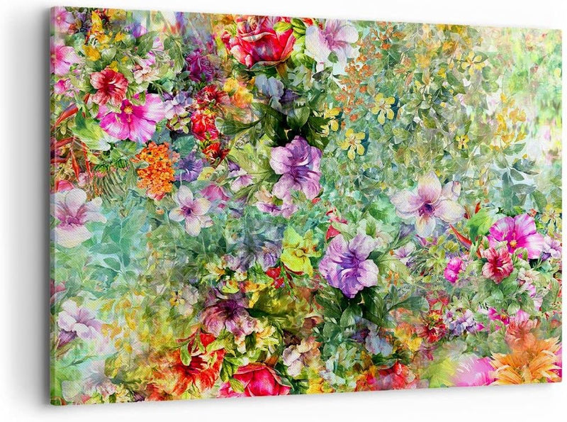 Bilder auf Leinwand 100x70cm Leinwandbild mit Rahmen blume sommer natur Gross Wanddeko Bild Schlafzi