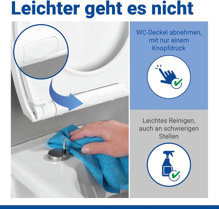 WENKO WC-Sitz Toilettendeckel mit Absenkautomatik (Softclose), abnehmbar durch Fix-Clip, O-Form, bru