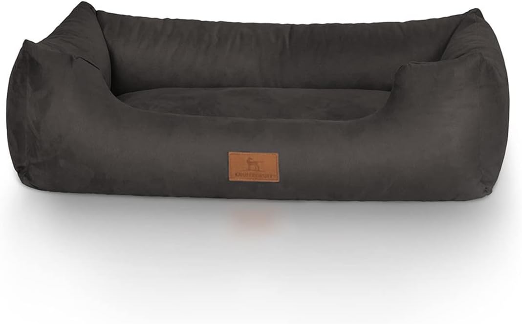 Knuffelwuff Hundebett Dreamline aus Velours M-L 85 x 63cm Schwarz Schwarz L 85 x B 63 x H 23 cm, Sch