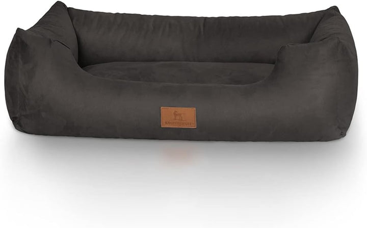 Knuffelwuff Hundebett Dreamline aus Velours M-L 85 x 63cm Schwarz Schwarz L 85 x B 63 x H 23 cm, Sch
