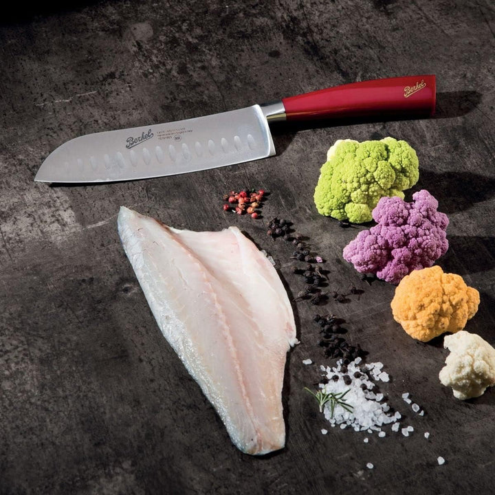 Van Berkel Santoku Knife Elegance Serie - Klingenlänge: 18 cm - Griff: Rot|*Blisterverpackung* Rot B