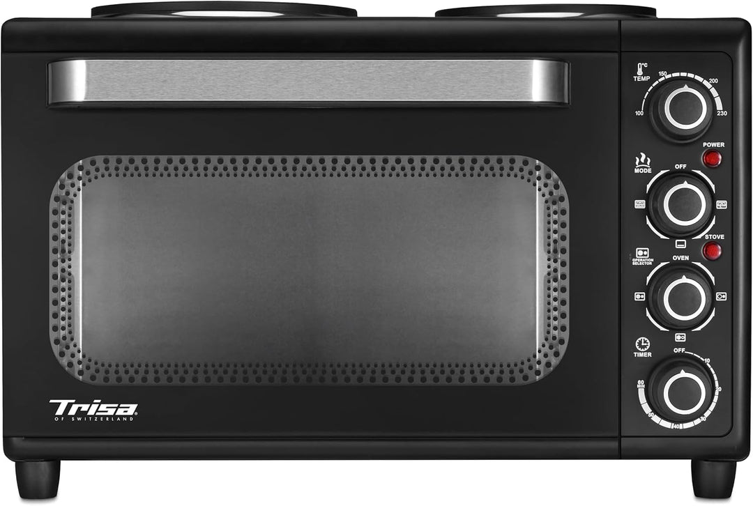 Trisa Mini Backofen 30L - Perfekt Zum Backen, Grillen & Braten, Temperaturregelung 100-250°C, 60 Min