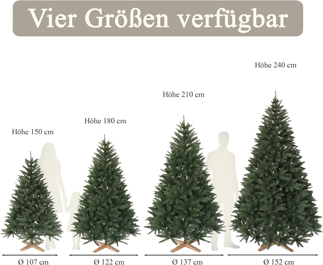 Hochwertiger künstlicher Weihnachtsbaum 180cm mit Holzfuss - Premium Weihnachtsbaum künstlich mit di