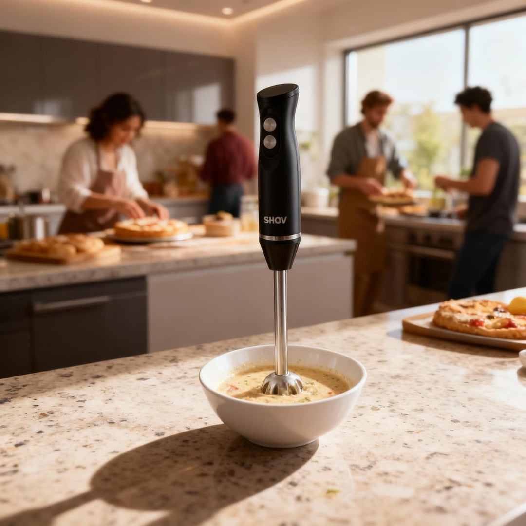 Shov Stabmixer- Hochleistungs-Stabmixer, Edelstahlklingen, 2 Geschwindigkeiten, Ergonomisches Design