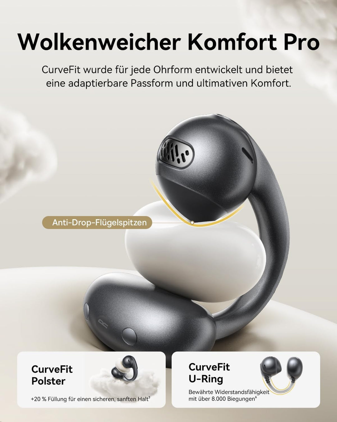 Baseus MC1 Pro Open Ear Kopfhörer, Ohrclip mit Beeindruckender Klang, Adaptiver Bassverstärkung, Blu