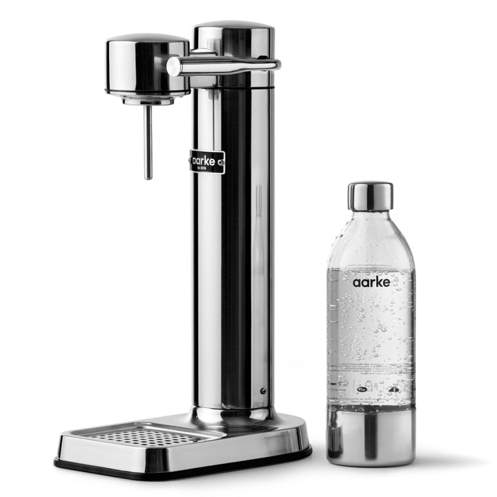 Aarke Carbonator 3, Wassersprudler aus Edelstahl mit Aarke Flasche, Edelstahl Finish, Edelstahl