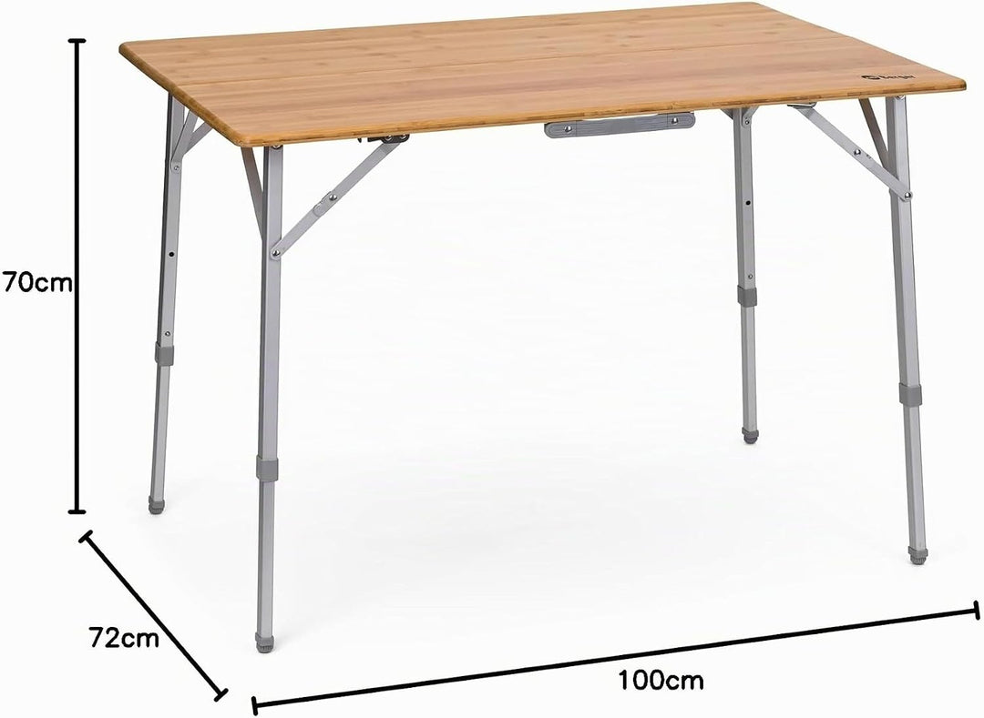 Berger leicht Klapptisch │ Campingtisch Bambus Klappbar Gartentisch Holz │ höhenverstellbar 100x72 c