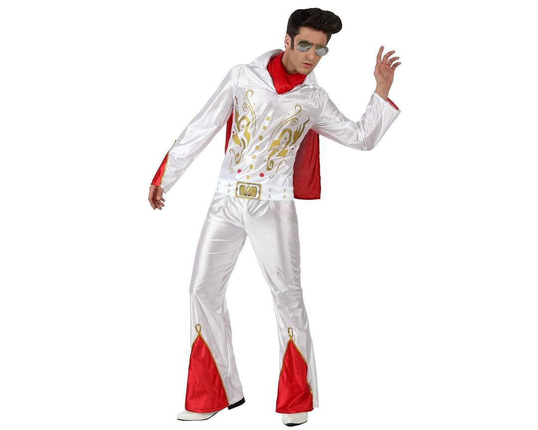 ATOSA 11807 - Elvis Kostüm, Grösse M-L, weiss/rot M-L Weiss/Rot, M-L Weiss/Rot