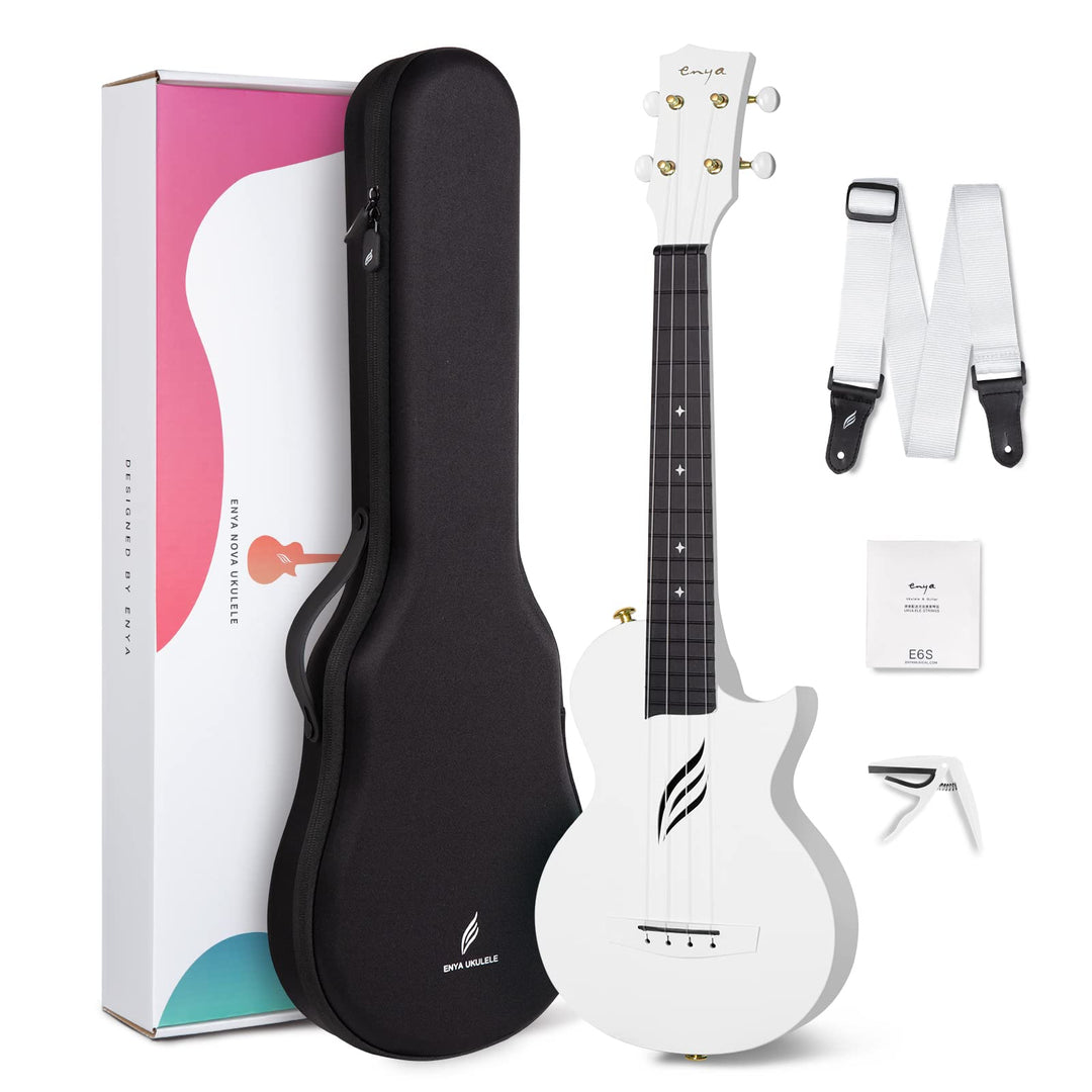 Enya Konzert Ukulele Nova U 23 Zoll Kohlefaser Anfänger Ukulelen Set mit Tasche Saiten Gurt Capo Was